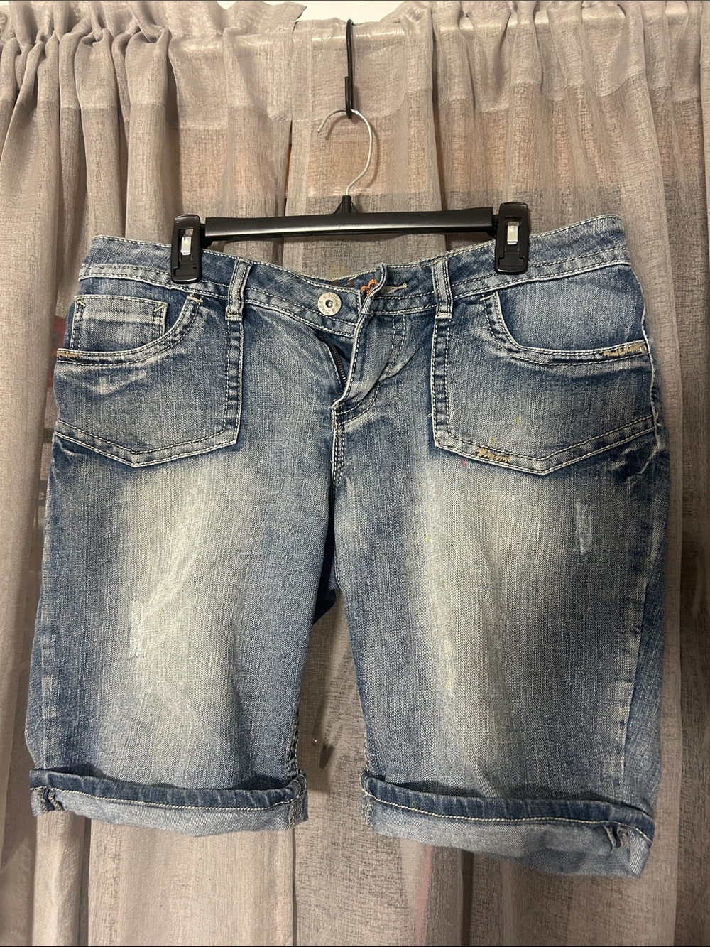 Mudd Faded Light Blue Rolled Cuff Denim Shorts